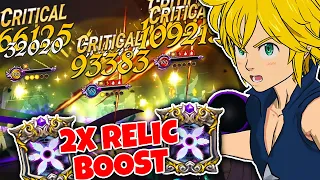 2x RELIC BUFFED PURGATORY MELIODAS!! (Max Attack Buff) WHILE BEING 100% HONEST!  | 7DS: Grand Cross