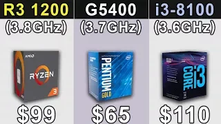 R3 1200 (3.8GHz) OC vs Pentium G5400 (3.7GHz) vs i3-8100 (3.6GHz) | GTX 1070 | New Games Benchmarks
