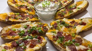 How to Make The Most Delicious, Crispy and Gooey Potato Skins! |  Baked Not Fried Very Easy