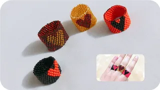 Beaded heart ring tutorial even count peyote stitch💞 #diy