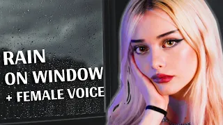 Sleep Talk Down with Rain Sound on Window (Female Voice)