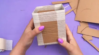 Decoupage Box With Cardboard and Napkin | Porcelain Look Recycling Idea!