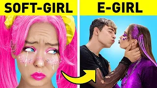 GOOD VS BAD Extreme MAKEOVER From Poor SOFT to POPULAR E-GIRL for My E-BOY Crush