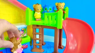 DANIEL TIGER Goes To School FISHER PRICE and Playmobil Toys Compilation