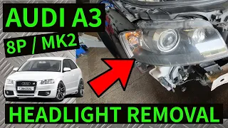 AUDI A3 8P - How To Remove Headlight Headlamp Removal Replacement 2004-2012