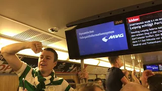 Celtic Glasgow fans celebrating after 0:3 defeat against Bayern Munich