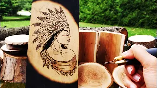 How To Wood burning (pyrography) | Draw a native girl #woodburning #tutorial #pyrography