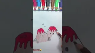 Drawing cute Volcano Lava art " I Lava You " ❤️🌋😍| #shorts #painting #satisfying #drawing #art