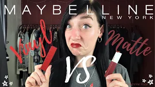 Maybelline Superstay VINYL vs MATTE ink lipstick // comparison + wear test