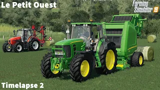 Weed Control, Fertilizing, Mowing & Baling Round Hay Bales│Le Petit Ouest│FS 19│Timelapse#02