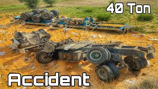 22 Wheeler Loaded Truck Dangerous Accident Due To Break Failure | Truck Fell Down Into The Ditch
