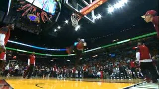 LeBron James shows off another Pre-Game dunk Feb 26 2013