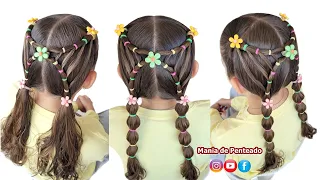 Penteado Infantil Rápido com Maria Chiquinha | Easy Two Ponytails with Braids | Hairstyle for Girls😍