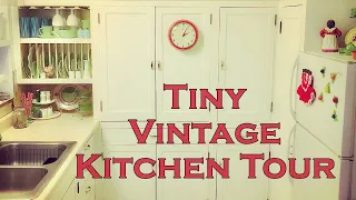 Tiny Vintage Kitchen Tour -2021 How I Made My Old Run Down Kitchen Look Its Best With Thrifted Finds