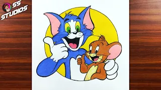 How to draw tom and jerry easy step by step with color pencil