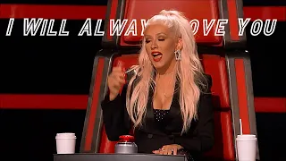 Christina Aguilera singing "I Will Always Love You" on The Voice Season 10