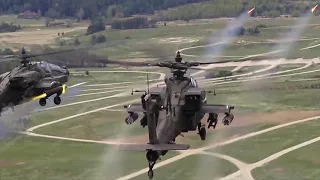 Skilled US AH-64 Apache Helicopter Pilots Take Out Ground Targets