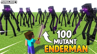 100 Mutant Enderman vs Me in Minecraft