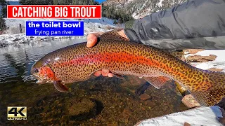 FLY FISHING THE FRYING PAN RIVER...targeting big trout at the Toilet Bowl, Basalt Colorado (winter)