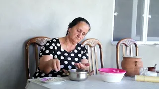 Grandmother Cooked Lentil Plov with Peas Apple Pie Village Life Baku