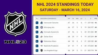 NHL Standings Today as of March 16, 2024| NHL Highlights | NHL Reaction | NHL Tips