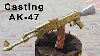 Casting AK-47 - Trash to treasure . Melting cartridge case - ASMR brass casting