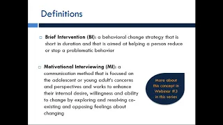 Brief Intervention for Adolescents Part I: BNI Using MI Strategies
