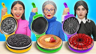 Batalla de Cocina entre Merlina, la abuela y yo 🍓➕ JUEGO DE MEZCLAR INGREDIENTES en 123GO! CHALLENGE