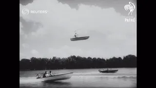 UK/USA: : BRITAIN AND US HELICOPTER HEADLINES: Amphibious machine / Flying Heli-Boat (1956)