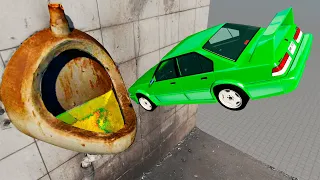 Incredible Epic High Speed Jumping Into Old Stinky Urinal Toilet - Beamng Drive | Mad Cars
