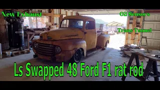 Ls swapped 48 Ford F1 rat rod, trans tunnel, exhaust, o2 sensors.