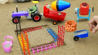 Diy tractor making mini construction building | concrete mixer working