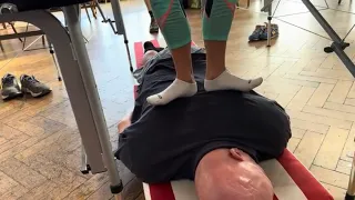 How to crack a back using your feet. Back massage using Raynor massage techniques