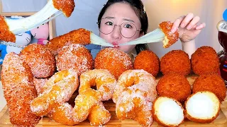 SUB) Sticky rice cheese ball 🧀 Sticky rice twisted bread stick Eating Show. Dessert Mukbang