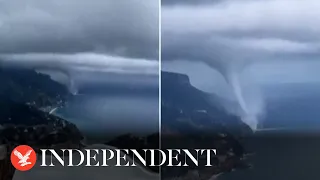 Spectacular water spout spins off Amalfi coast