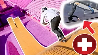 OVER ROTATED TRIPLE FRONTFLIP ON MEGA RAMP! *epic scooter fail*