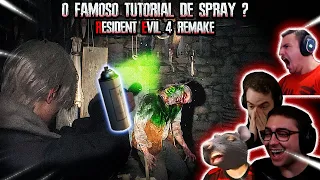 "ESSE É O TUTORIAL DE SPRAY"  STREAMERS REAGINDO RESIDENT EVIL 4 REMAKE #1