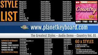 Country 01 Demo Styles for Yamaha Genos Tyros PSR Styles from PlanetKeyboard.com