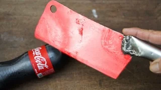 EXPERIMENT Glowing 1000 degree KNIFE VS COCA COLA