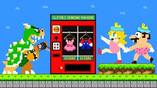 Super Mario and Peach Shopping Clothes in Vending Machine | Game Animation