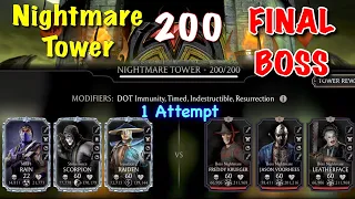 Mk Mobile Nightmare Tower 200 Final BOSS in 1 Attempt | Epic Reward