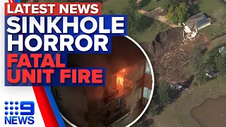 Sinkhole claims home along NSW river, Deadly unit fire in Sydney’s west | 9 News Australia