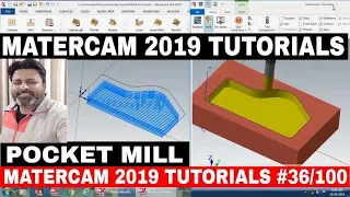 Mastercam 2019 Tutorials for Beginners: Pocket Mill ToolPath | Pocket Milling Mastercam | mastercam