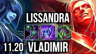 LISSANDRA vs VLADIMIR (MID) | 10/3/12, 1.1M mastery, 500+ games, Godlike | EUW Master | v11.20