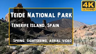 Teide National Park in Tenerife (Spain) - spring, sightseeing, aerial video - 4K