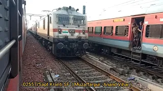 Balia Clone & Sapt Kranti Sf ( Muzaffarpur -Anand Vihar ) Slowly Parallel Race At Ghaziabad Outer.