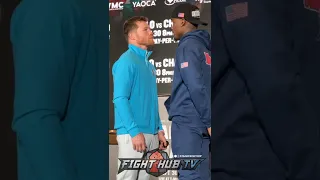 Canelo STEPS to Jermell Charlo in INTENSE face off at press conference!