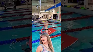 Taylor Swift’s ‘Who’s Afraid of Little Old Me’ recreated in the pool 😂 #shorts #taylorswift