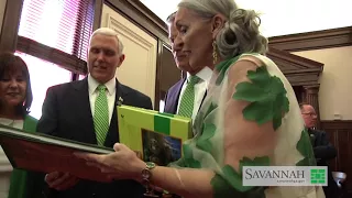 Vice President Mike Pence joins Mayor Eddie DeLoach at City Hall for St. Patrick's Day Parade