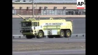 USA: PLANE FIRE AT NEW YORK'S KENNEDY INTERNATIONAL AIRPORT